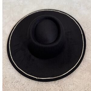 New BP. NORDSTROM Women's Black Wide Brim Embellished Felt Boater Hat